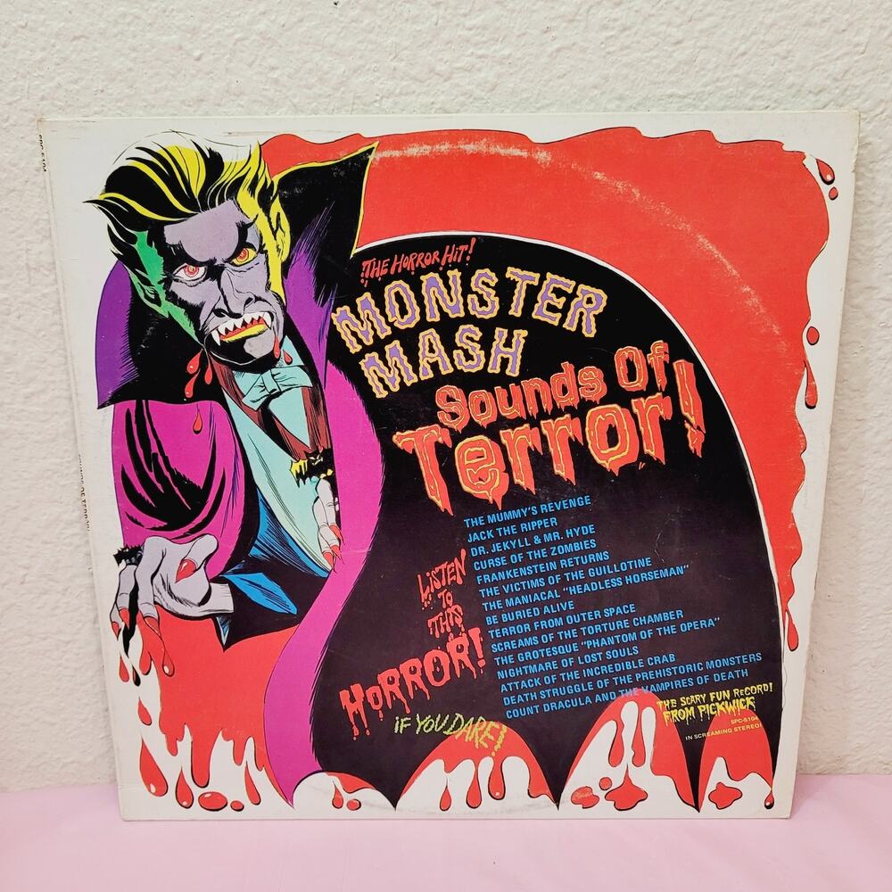 Vintage 1974 Monster Mash Sounds of Terror Halloween Vinyl Record SPC-5104 VG+